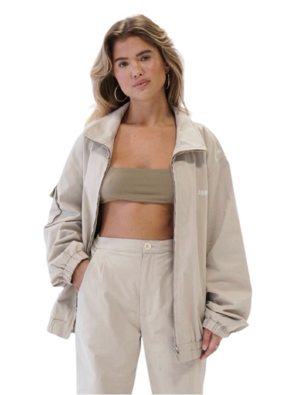 Djerf Neutral Beige Oversized Women's Cotton on the Go Jacket